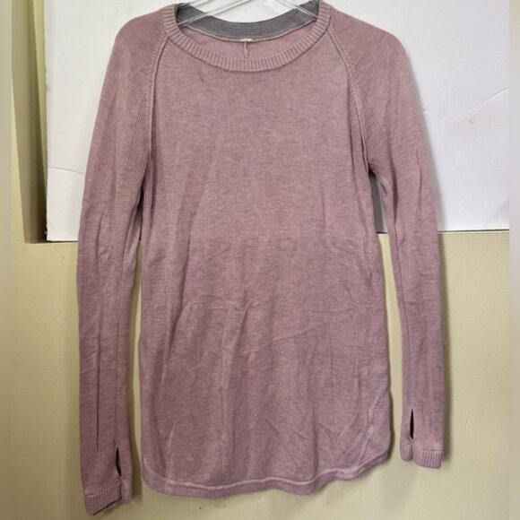 Lululemon Hello Aloe Pullover Sweater Silk Crew Tunic Knit Lightweight Rose Top - Picture 2 of 16